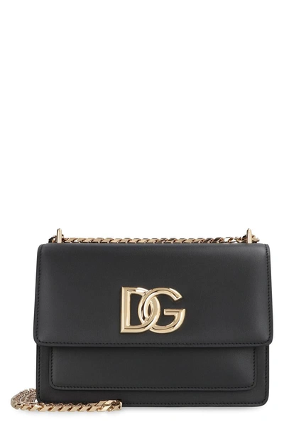 Dolce & Gabbana 3.5 Leather Crossbody Bag In Black