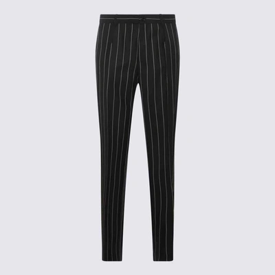 Dolce & Gabbana Straight Leg Pinstripe Pants In Black