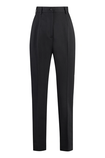Dolce & Gabbana Wool Gabardine Trousers In Black
