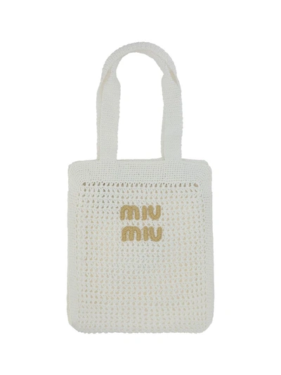 Miu Miu Shoulder Bags In Bianco+naturale