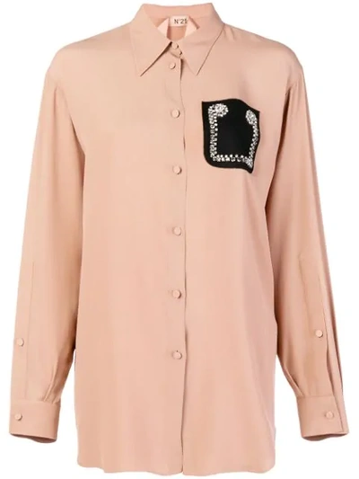 N°21 Nº21 Embellished Pocket Shirt - Pink
