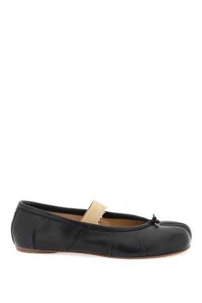 Maison Margiela Tabi Leather Ballerina Shoes In Black