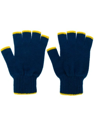 Pringle Of Scotland Fingerless Gloves In Blue