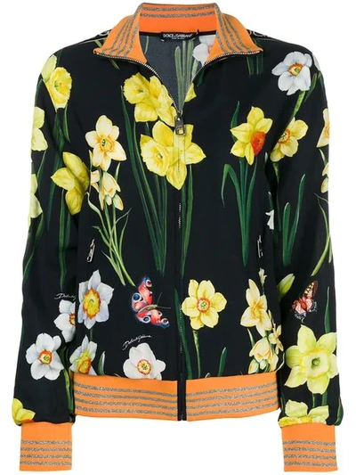 Dolce & Gabbana Zipped Floral Jacket - Black