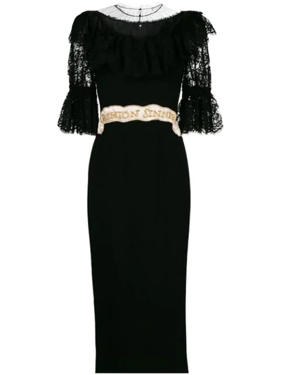 Dolce & Gabbana Fashion Sinner-embroidered Midi Dress In Black