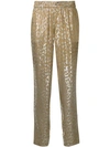 Layeur Metallic Tapered Trousers In Khaki/ Silver