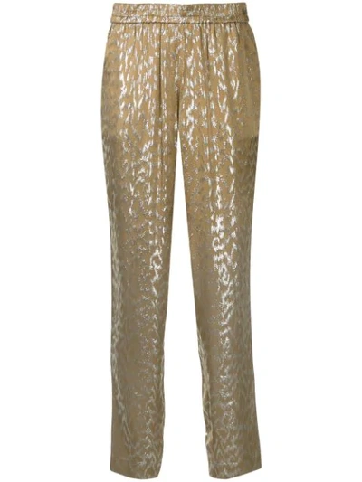 Layeur Metallic Tapered Trousers In Khaki/ Silver