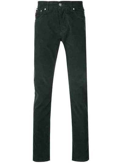 Isaia Long Corduroy-style Trousers In Green