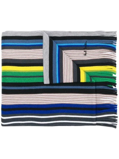 Paul Smith Multi Stripe Scarf In Blue