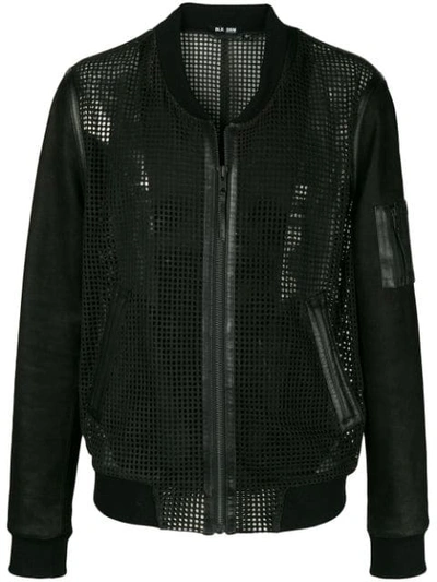 Blk Dnm Collarless Leather Mesh In Black