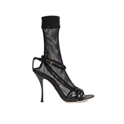 Dolce & Gabbana Fishnet Sandals In Black