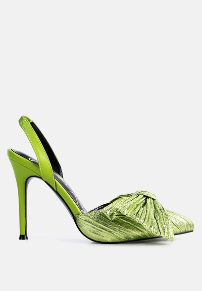 London Rag Kiki High Heeled Bow Slingback Sandals In Green