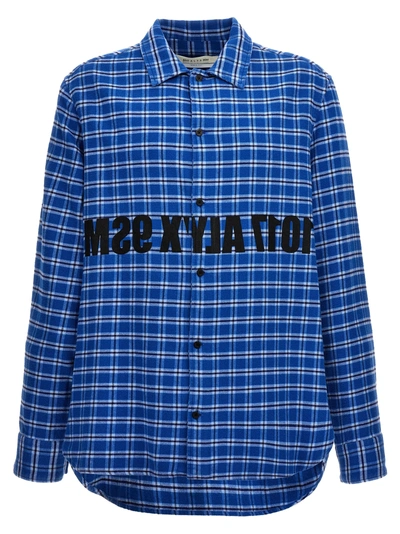 1017 Alyx 9 Sm Graphic Flannel Shirt, Blouse Light Blue