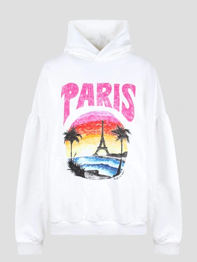 Balenciaga Paris Tropical Round Hoodie In White