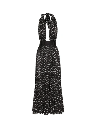 Dolce & Gabbana Polka-dots Silk Dress In Black