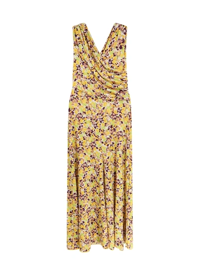 Erika Cavallini Viscose Dress With Floral Print In Yellow