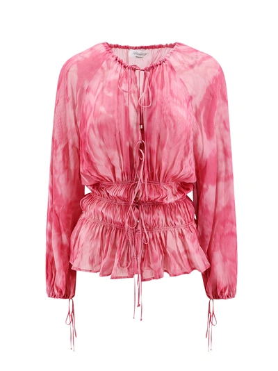 Blumarine Viscose Shirt Wih Cargo-python Print In Pink