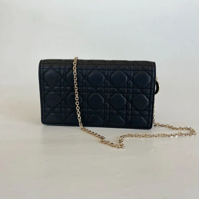 Pre-owned Dior Lady  Pouch Black Cannage Lambskin Leather