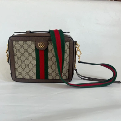 Pre-owned Gucci Beige/brown Gg Supreme Web Ophidia Crossbody Bag