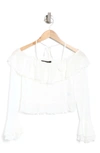 19 Cooper Ruffle Off The Shoulder Knit Top In White