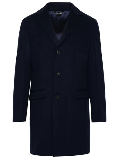 Brian Dales Blue Wool Blend Coat In Navy