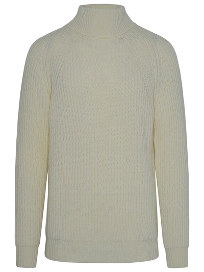 Brian Dales White Wool Turtleneck Sweater