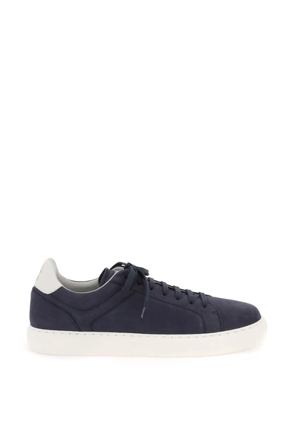 Brunello Cucinelli Nubuck Sneakers Men In Blue