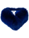 Desa Collection Fur Collar Scarf - Blue