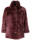 Desa Collection 3/4 Sleeved Fur Coat In Pink
