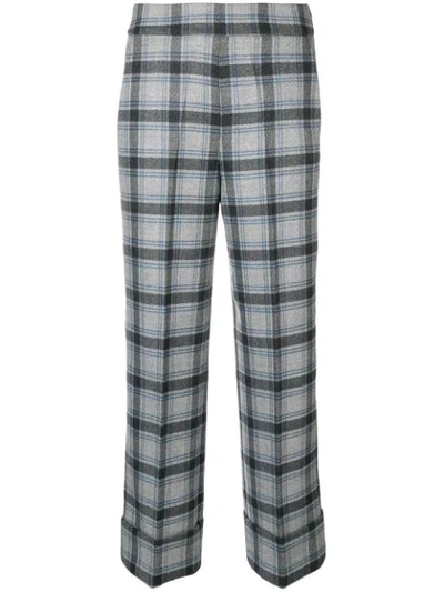 Incotex Checkered High Waist Trousers - Grey