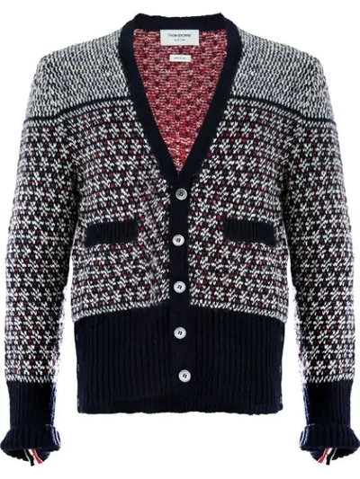 Thom Browne Patterned Cardigan In Blue