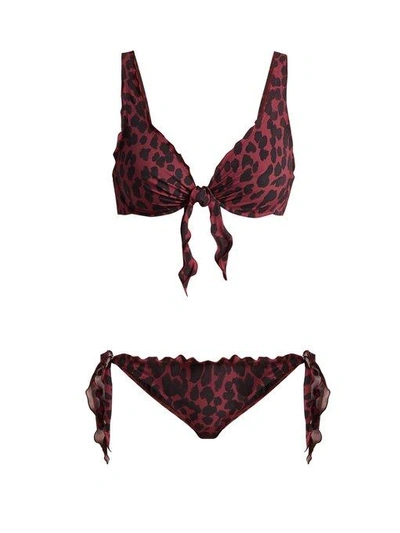 On The Island Los Roques Leopard-print Bikini In Red