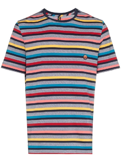 Missoni Multicoloured Striped Cotton T Shirt In Blue