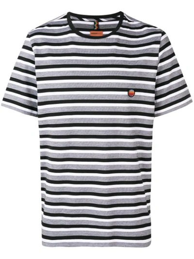 Missoni Striped Cotton T-shirt In Black