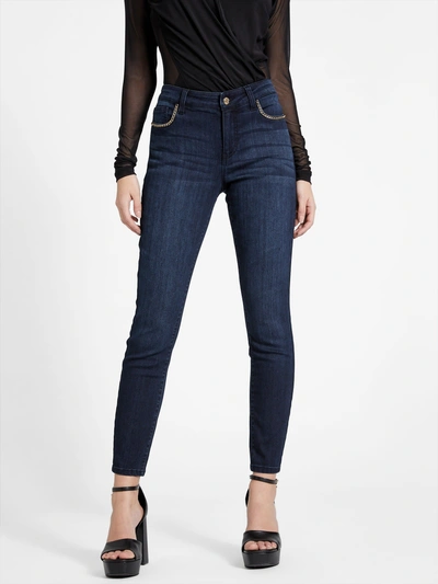 Guess Factory Larissa Chain-link Jeans In Blue