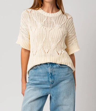 Gilli Cable Knit Short Sleeve Top In Cream In Beige