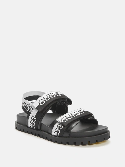 Guess Factory Saylors Logo Velcro Sandals In Black