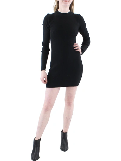 Le Lis Womens Ribbed Knit Open Back Bodycon Dress In Black