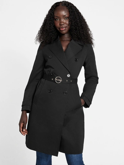 Guess Factory Ally Double-breasted Trench In Black