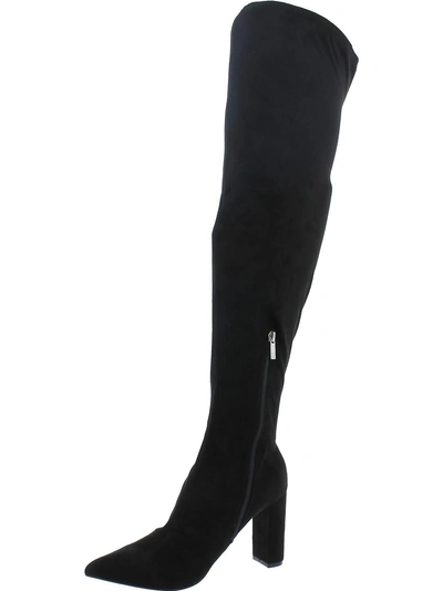 New York And Company Monia Womens Faux Suede Heels Over-the-knee Boots In Black