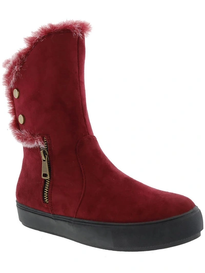 Bellini Furry Womens Faux Fur Zipper Winter & Snow Boots In Pink