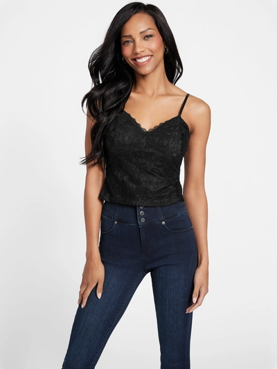 Guess Factory Lacy Tank Top In Black