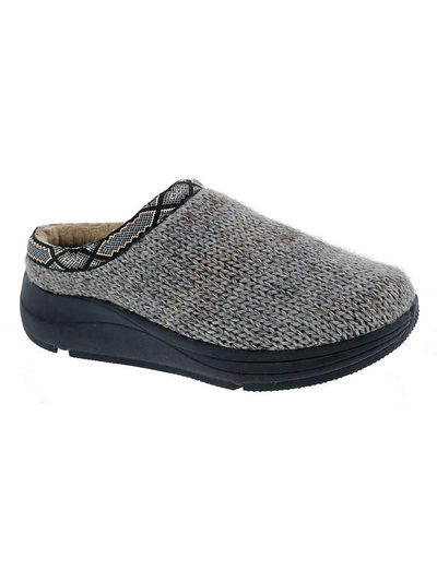 Drew Unwind Womens Cable Knit Cozy Slide Slippers In Grey