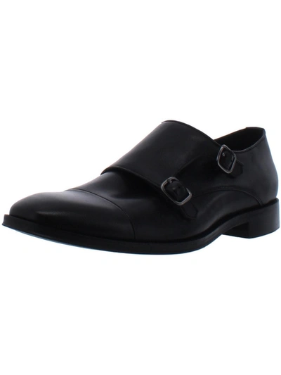The Men's Store Mens Leather Slip On Monk Shoes In Black
