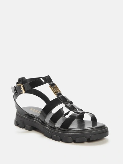 Guess Factory Yalena Fishermen Sandals In Black