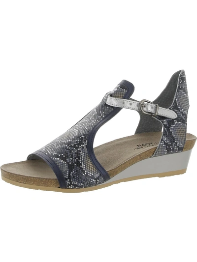 Naot Fiona Womens Leather Snake Print Slingback Sandals In Silver
