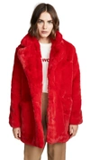 Apparis Sophie Faux Fur Jacket In Red