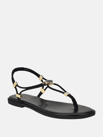 Guess Factory Casens Stretch Cord Backstrap Sandals In Black