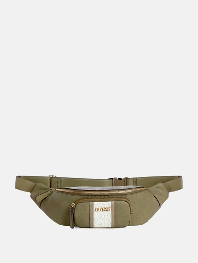 Guess Factory Kassiani Embossed Belt Bag In Green
