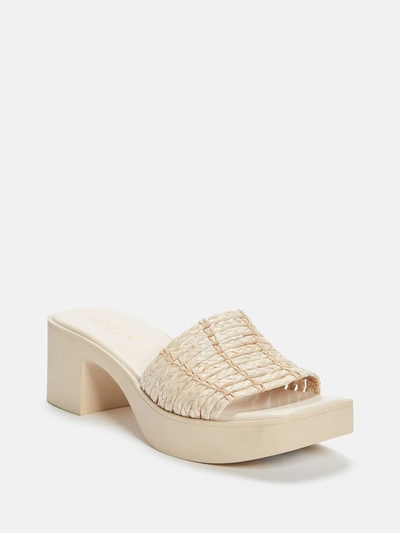 Guess Factory Calls Heeled Sandals In Beige